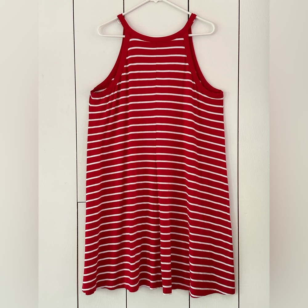 Preppy Old Navy Halter Dress XL Red White Stripe Nautical Coastal Preppy - Picture 2 of 7